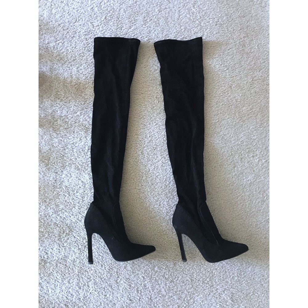 Zara - Black Sock Over The Knee Boots